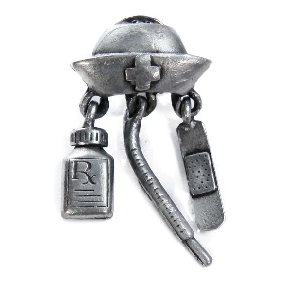 Signed JJ Nurse Hat Nursing Pins Dangle Thermometer Prescription Bottle Medical - Picture 6 of 9